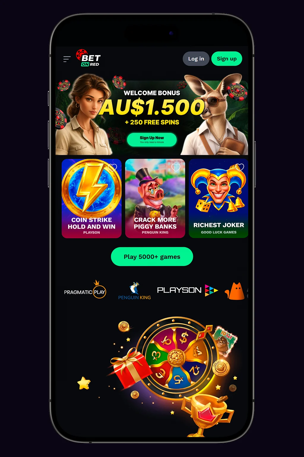 Bet On Red mobile casino app on smartphone